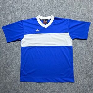 Vintage Kappa Gaya Soccer Jersey XL Blue White Stripe Made in USA 100% Polyester